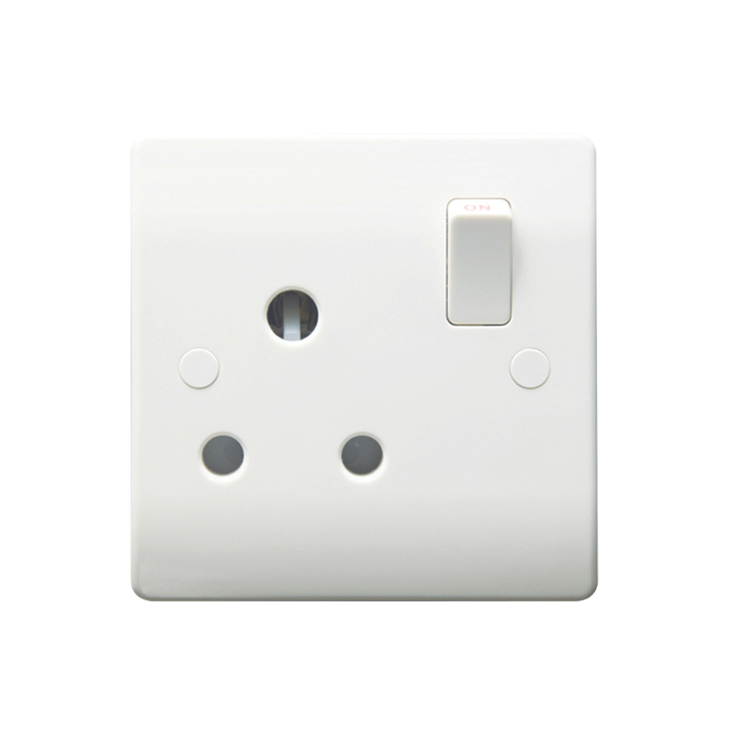 Caradok 1G 15A SP Switched Socket Round Pin - Caradok - The Classics - White Plastic