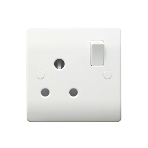 Caradok 1G 15A SP Switched Socket Round Pin - Caradok - The Classics - White Plastic
