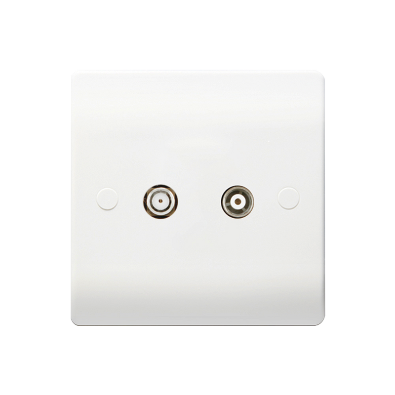 Caradok 1G Satellite Socket + Coax Socket - Caradok - The Classics - White Plastic