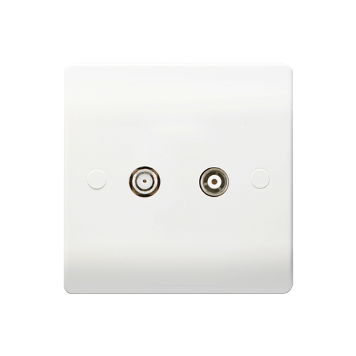 Caradok 1G Satellite Socket + Coax Socket - Caradok - The Classics - White Plastic