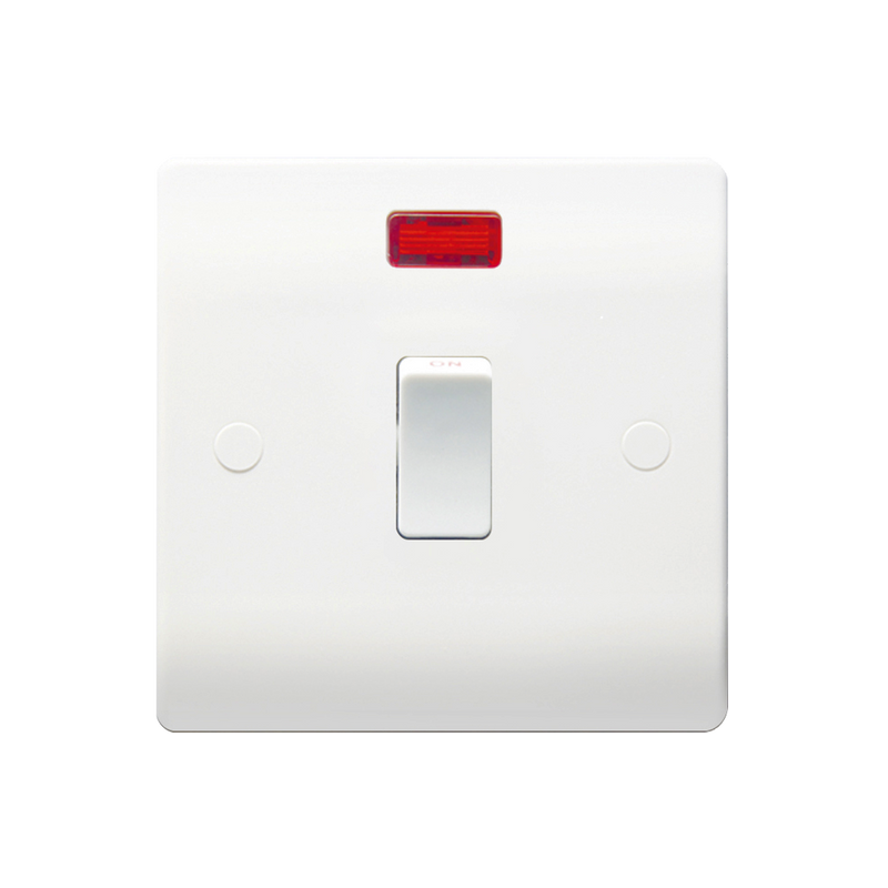Caradok 20A DP Switch c/w Neon - Caradok - The Classics - White Plastic