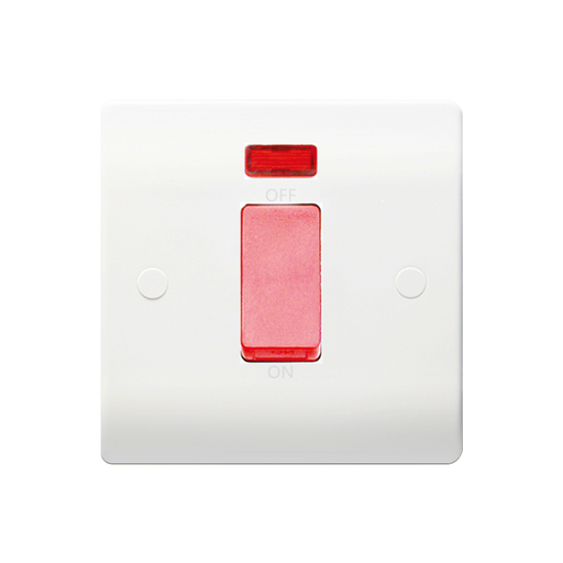 Caradok 1G 45A DP Red Switch c/w Neon - Caradok - The Classics - White Plastic