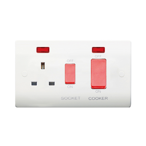 Caradok 45A DP Cooker Control Unit c/w Neon - Caradok - The Classics - White Plastic