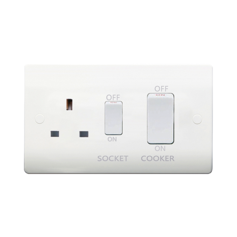 Caradok 45A DP Cooker Control Unit White Switch - Caradok - The Classics - White Plastic