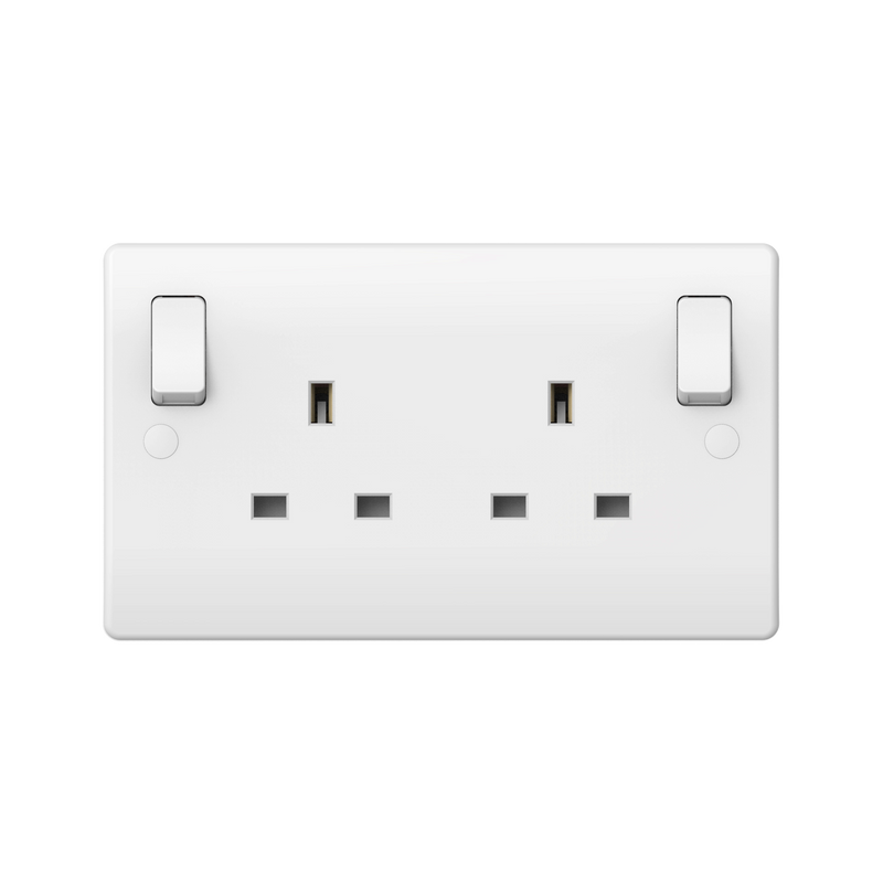 Caradok 13A DP Switched Socket Outboard Rocker - Caradok - The Classics - White Plastic