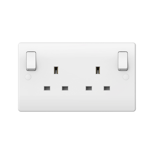 Caradok 13A DP Switched Socket Outboard Rocker - Caradok - The Classics - White Plastic