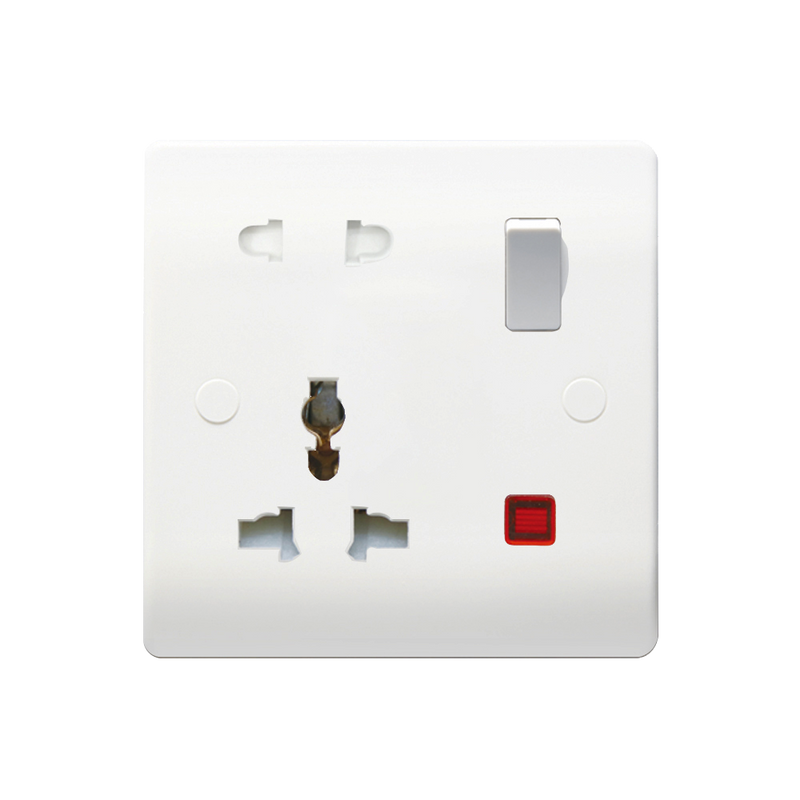 Caradok 1G 16A Multi-Function Socket c/w Neon - Caradok - The Classics - White Plastic