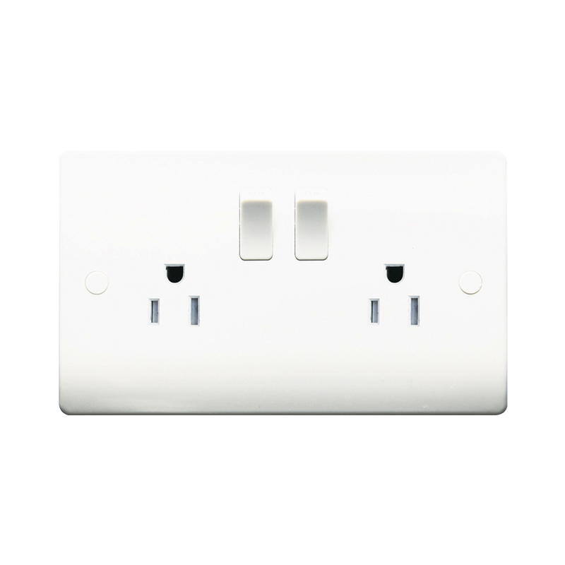 Caradok 2G US 110V Switched Socket - Caradok - The Classics - White Plastic