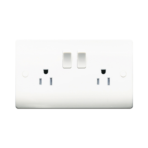 Caradok 2G US 110V Switched Socket - Caradok - The Classics - White Plastic
