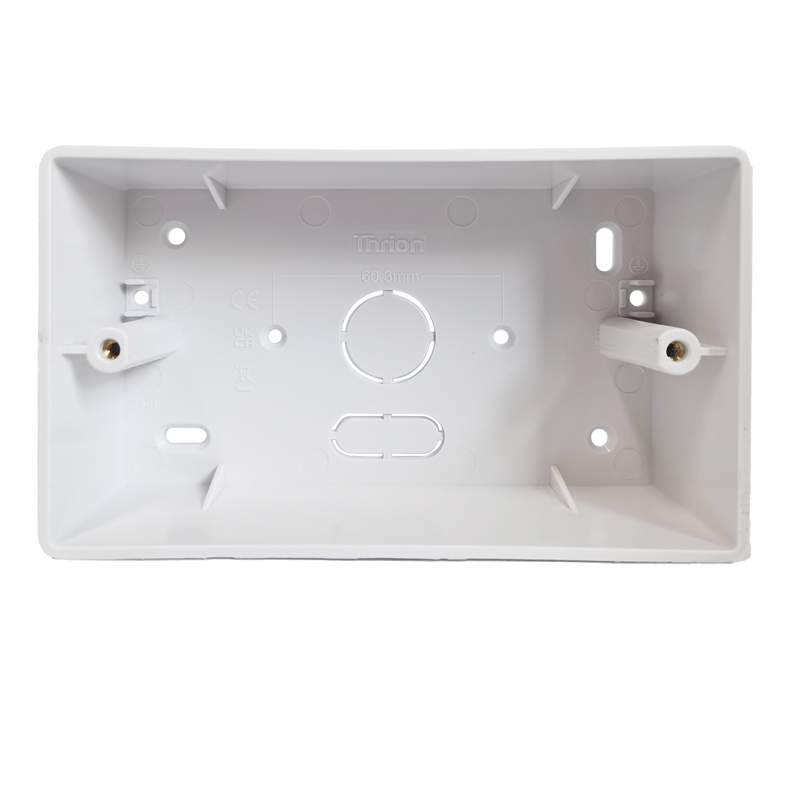 Caradok 2G 32mm PVC Box c/w Conduit/Mini Trunking K/O - Caradok - The Classics - White Plastic