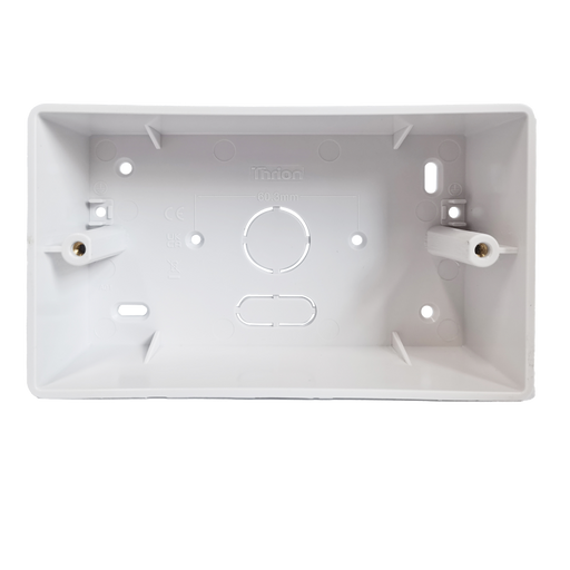 Caradok 2G 32mm PVC Box c/w Conduit/Mini Trunking K/O - Caradok - The Classics - White Plastic