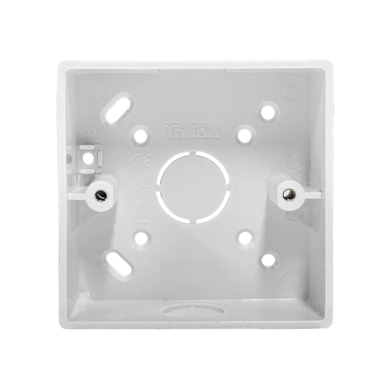 Caradok 1G 32mm PVC Box c/w Conduit/Mini Trunking K/O Squared Edge - Caradok - The Classics - White Plastic
