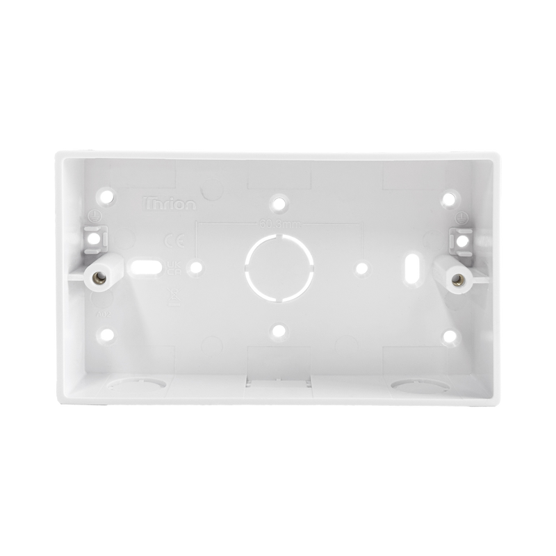 Caradok 2G 32mm PVC Box c/w Conduit/Mini Trunking K/O Squared Edge - Caradok - The Classics - White Plastic