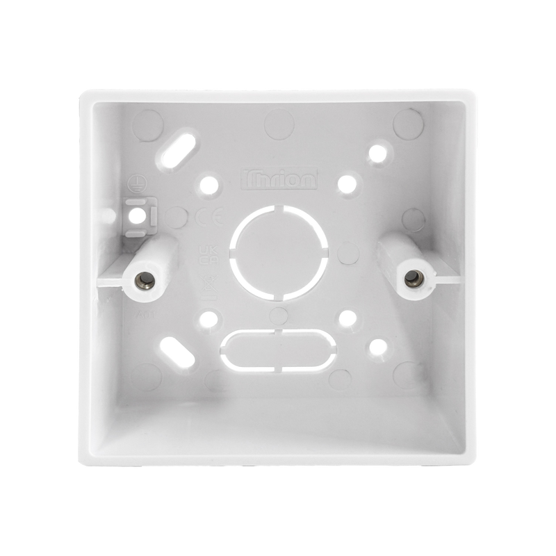 Caradok 1G 44mm PVC Box Plain Sided Squared Edge - Caradok - The Classics - White Plastic