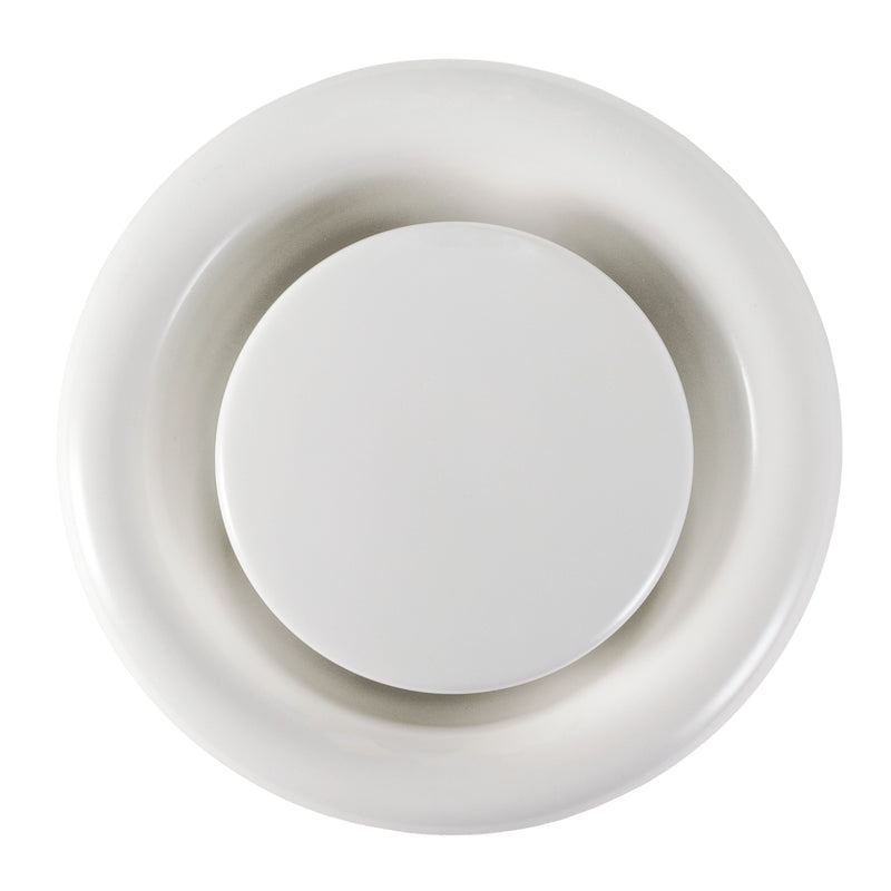 White Metal Extract Ceiling Valve 125mm - Anemostat EV - Hardware > Heating, Ventilation & Air Conditioning > Vents & Flues