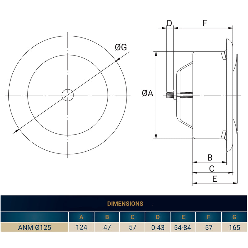 White Metal Extract Ceiling Valve 125mm - Anemostat EV - Hardware > Heating, Ventilation & Air Conditioning > Vents & Flues