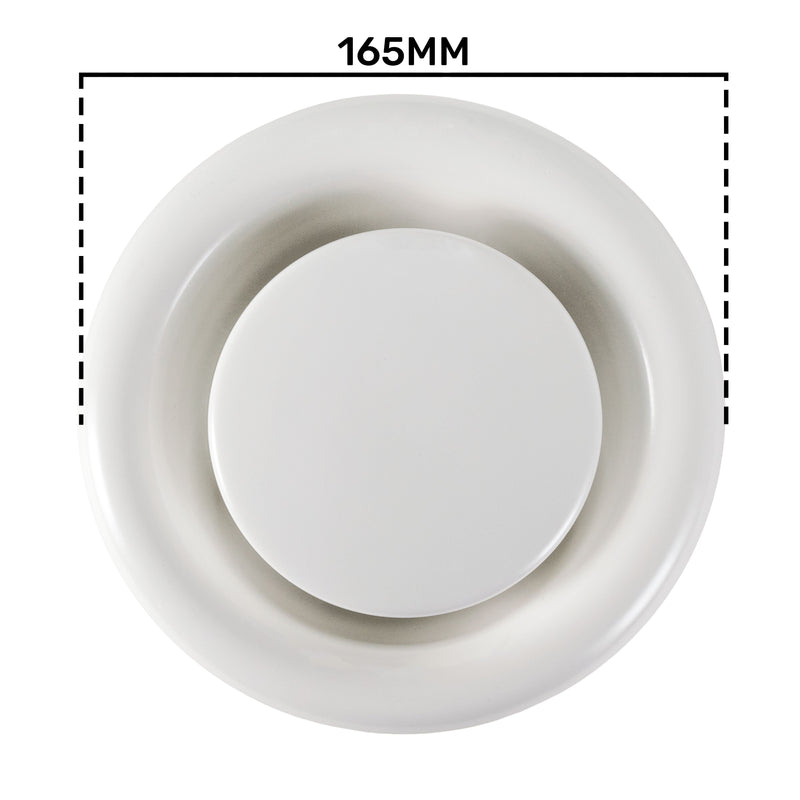 White Metal Extract Ceiling Valve 125mm - Anemostat EV - Hardware > Heating, Ventilation & Air Conditioning > Vents & Flues