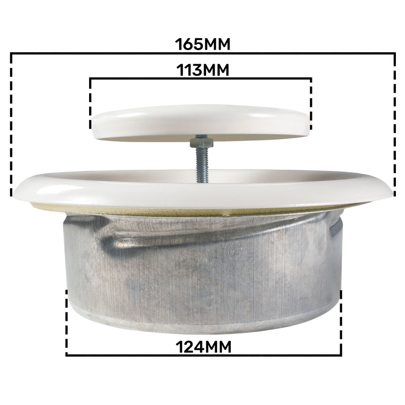 White Metal Extract Ceiling Valve 125mm - Anemostat EV - Hardware > Heating, Ventilation & Air Conditioning > Vents & Flues