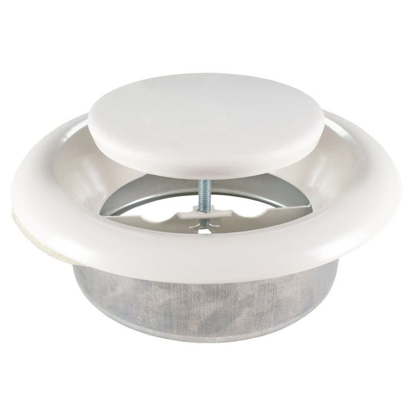 White Metal Extract Ceiling Valve 125mm - Anemostat EV - Hardware > Heating, Ventilation & Air Conditioning > Vents & Flues