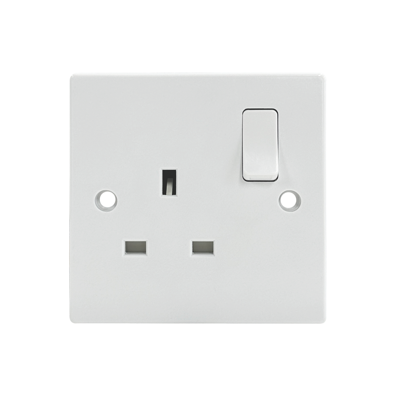 Caradok 1G 13A SP Switched Socket Squared Edge -
