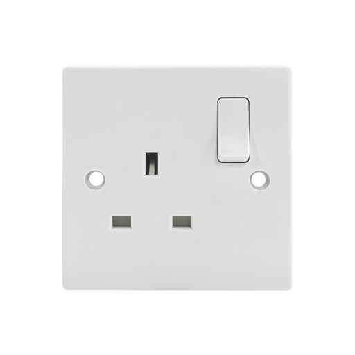 Caradok 1G 13A SP Switched Socket Squared Edge -