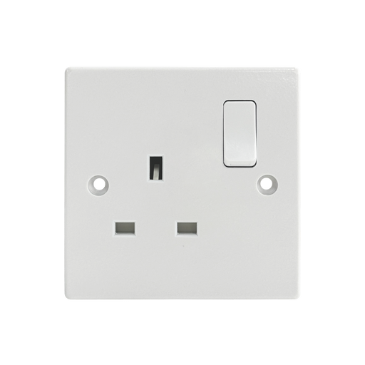 Caradok 1G 13A DP Switched Socket Squared Edge -