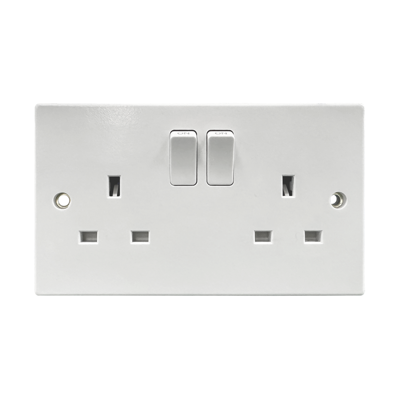 Caradok 2G 13A DP Switched Socket Squared Edge -