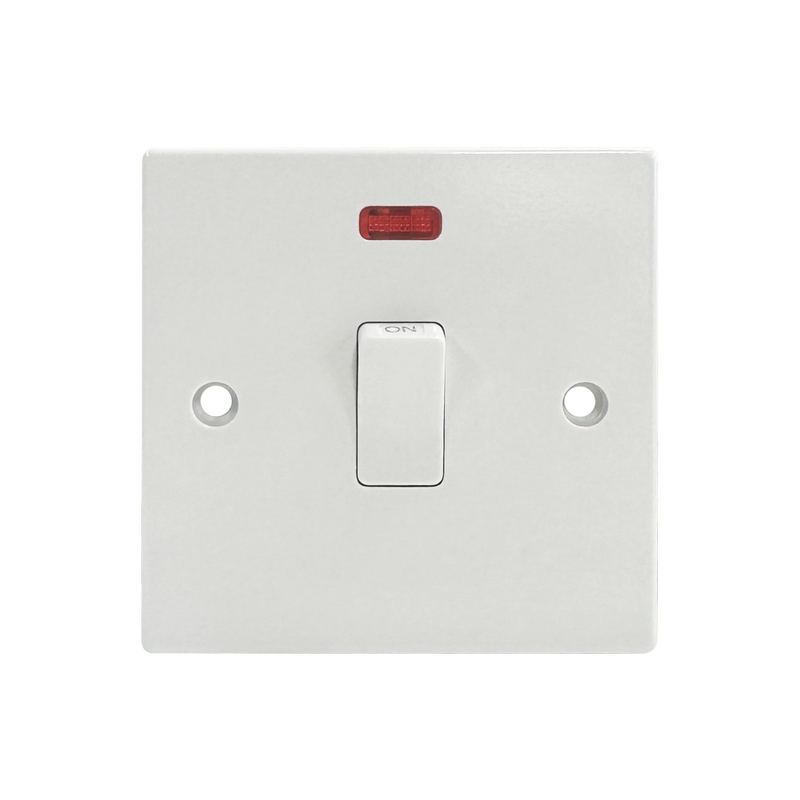 Caradok 20A DP Switch c/w Neon Squared Edge -