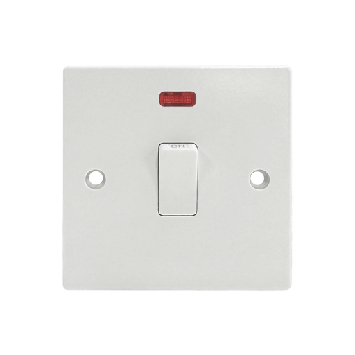 Caradok 20A DP Switch c/w Neon Squared Edge -