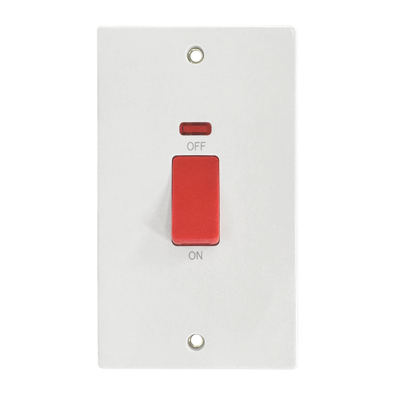 Caradok 2G 45A DP Switch c/w Neon Squared Edge -
