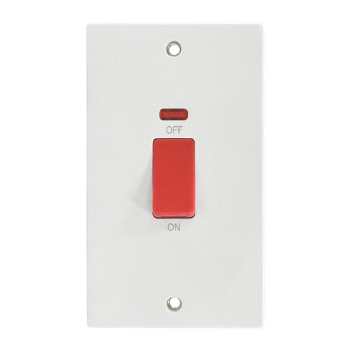 Caradok 2G 45A DP Switch c/w Neon Squared Edge -