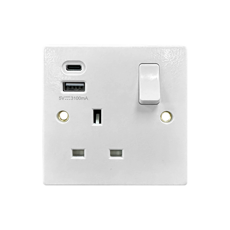 Caradok 1G USB A + C Socket Squared Edge -