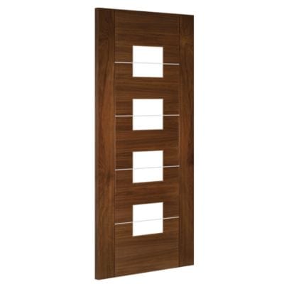 Valencia Walnut Prefinished Glazed Internal Door - All Sizes -