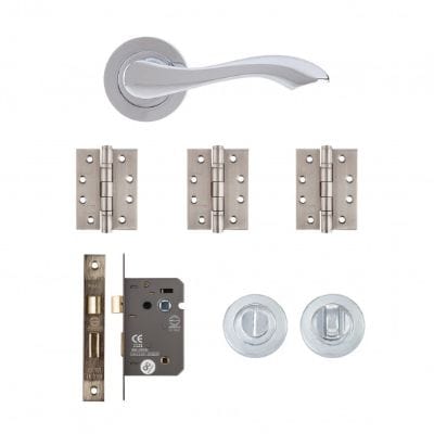 Veritas Polished Chrome Bathroom Door Handle Kit -