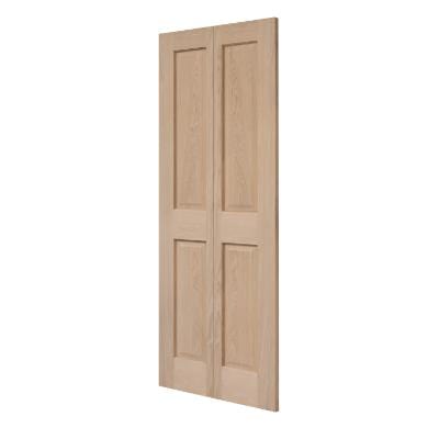 Victorian 4 Panel Oak Bi-Fold Unfinished Internal Door 1981 x 762mm - Doors