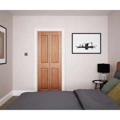 Victorian 4 Panel Oak Bi-Fold Unfinished Internal Door 1981 x 762mm - Doors