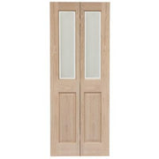Victorian 4 Panel Oak Bi-Fold Glazed Unfinished Internal Door 1981 x 762mm - Doors