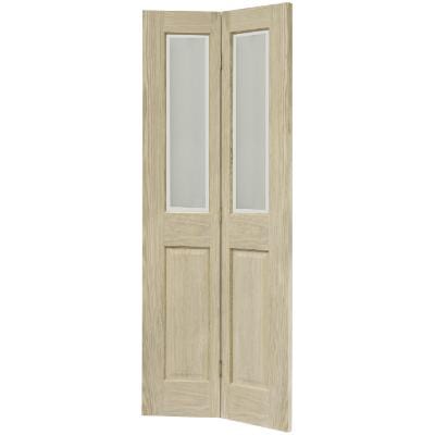 Victorian 4 Panel Oak Bi-Fold Glazed Unfinished Internal Door 1981 x 762mm - Doors