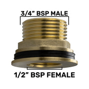 Water Butt Brass 3/4" BSP Male - 1/2" BSP Female and Drill Bit - Home & Garden > Lawn & Garden Tech Hose & Fittings