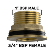 Water Butt Brass 1" BSP Male - 3/4" BSP Female - Home & Garden > Lawn & Garden Tech Hose & Fittings