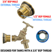 Water Butt Brass Kit 3/4" with Brass Barbed Tap - Hardware > Plumbing > Plumbing Fittings & Supports > Plumbing Valves Tech Hose & Fittings