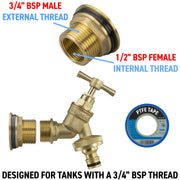 Water Butt Brass Kit 3/4" with Brass Quick Connect Tap and Drill Bit - Home & Garden > Lawn & Garden Tech Hose & Fittings