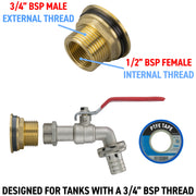 Water Butt Brass Kit 3/4" with Barbed Lever Tap - Hardware > Plumbing > Plumbing Fittings & Supports > Plumbing Valves Tech Hose & Fittings