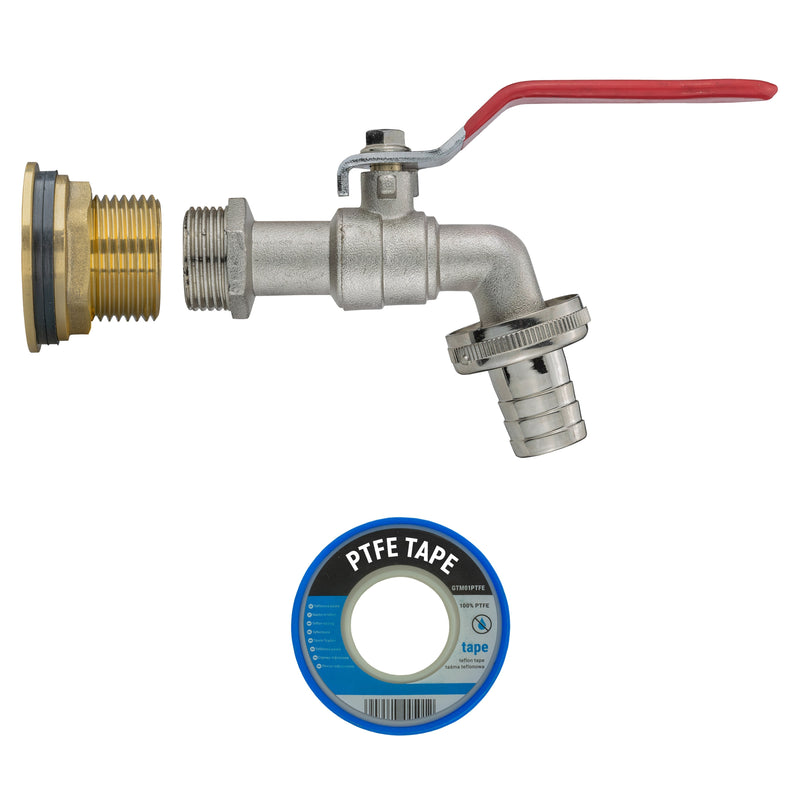 Water Butt Brass Kit 3/4" with Barbed Lever Tap - Hardware > Plumbing > Plumbing Fittings & Supports > Plumbing Valves Tech Hose & Fittings