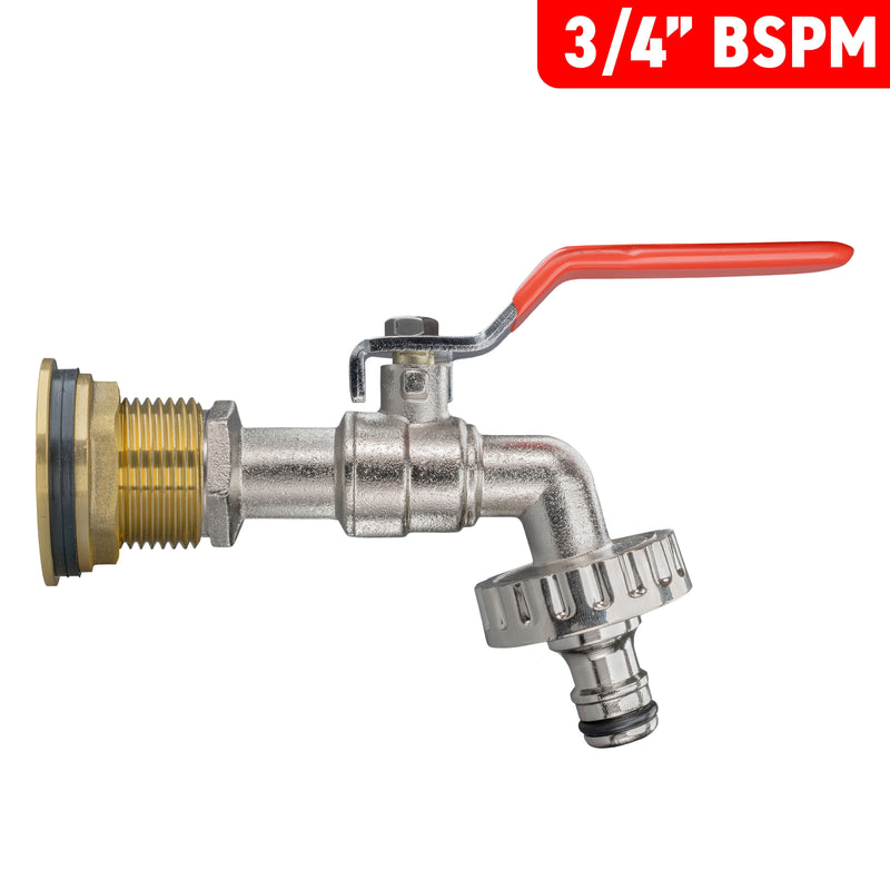Water Butt Brass Kit 3/4" with Quick Connect Lever Tap and Drill Bit - Home & Garden > Lawn & Garden Tech Hose & Fittings