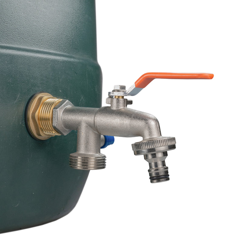 Water Butt Brass Kit 3/4" with Double Tap and Drill Bit - Home & Garden > Lawn & Garden Tech Hose & Fittings
