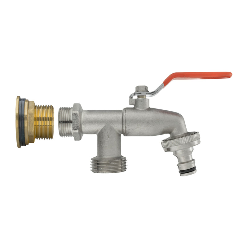 Water Butt Brass Kit 3/4" with Double Tap - Hardware > Plumbing > Plumbing Fittings & Supports > Plumbing Valves Tech Hose & Fittings