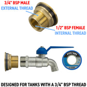 Water Butt Brass Kit 3/4" with Simple Lever Tap and Drill Bit - Home & Garden > Lawn & Garden Tech Hose & Fittings
