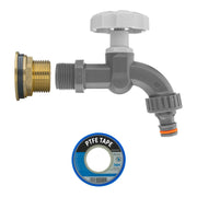 Water Butt Brass Kit 3/4" with Grey Dial Tap and Drill Bit - Home & Garden > Lawn & Garden Tech Hose & Fittings