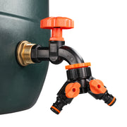 Water Butt Brass Kit 3/4" with Black Dial Tap + Two-Way Splitter and Drill Bit - Home & Garden > Lawn & Garden Tech Hose & Fittings